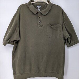 Duluth Trading Work Short Sleeve Polo Shirt Mens XLT Pique Gusset Cotton Green